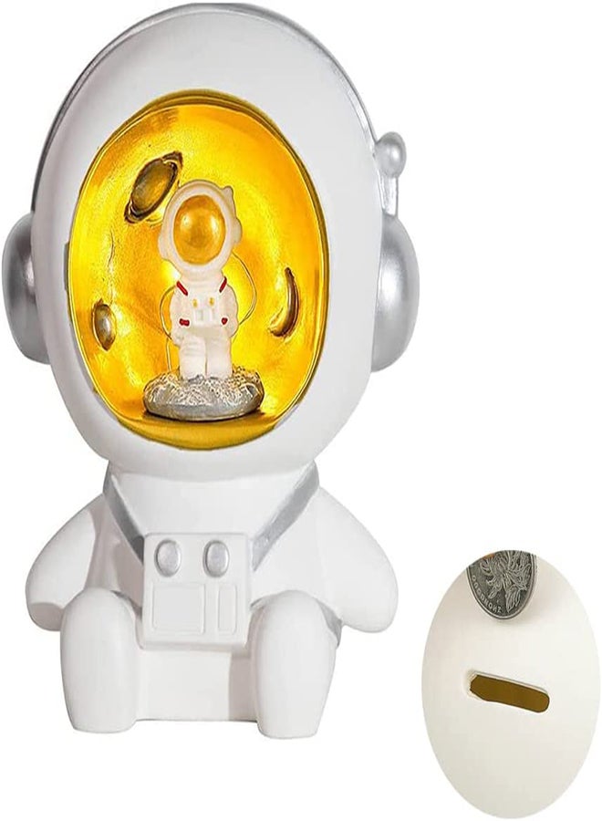 SYOSI Money Box for Kids/Adults Astronaut Piggy Bank Astronaut Figure Ornament Resin Astronaut Planet Statues Money Box Saving Jar for Modern Decor lovely Night Light for Home Office Bedroom Decor - Image 1