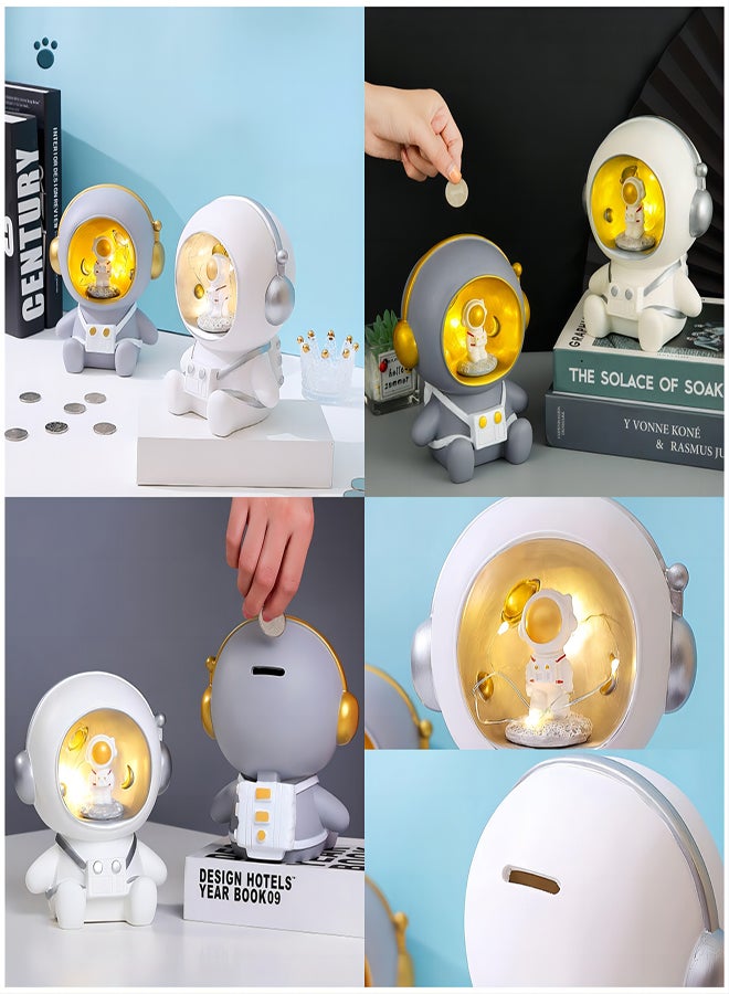 SYOSI Money Box for Kids/Adults Astronaut Piggy Bank Astronaut Figure Ornament Resin Astronaut Planet Statues Money Box Saving Jar for Modern Decor lovely Night Light for Home Office Bedroom Decor - Image 2