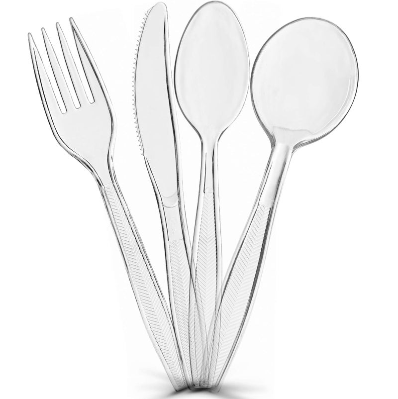 PLASTICPRO Clear Plastic Soup Spoons Disposable Cutlery Medium Weight Utensils 50 Count - Image 2