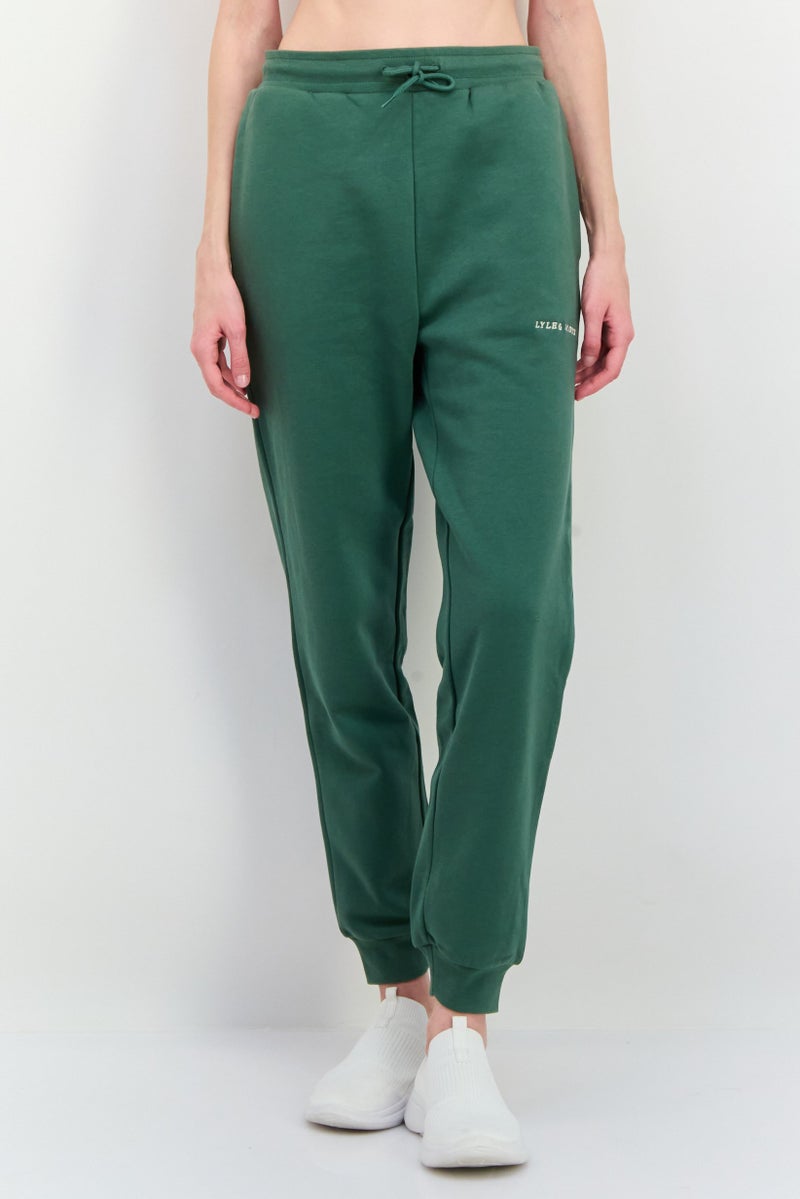 Lyle & Scott Women Regular FIt Embroidered Logo Sweatpants, Green - Image 1