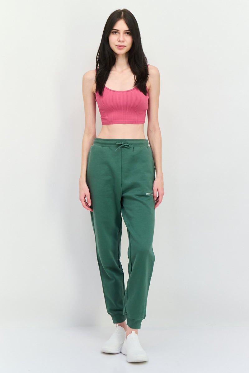 Lyle & Scott Women Regular FIt Embroidered Logo Sweatpants, Green - Image 2