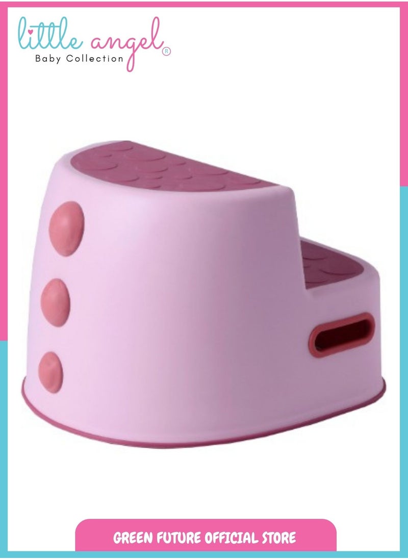 Little Angel Baby step stool with non-slip surface, ideal for toddlers and kids to use in bathrooms, kitchens, and more. Durable, lightweight, and easy to carry for multiple uses.  - Image 4