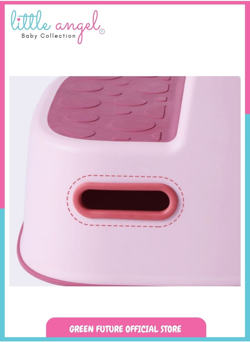 Little Angel Baby step stool with non-slip surface, ideal for toddlers and kids to use in bathrooms, kitchens, and more. Durable, lightweight, and easy to carry for multiple uses.  - Image 5