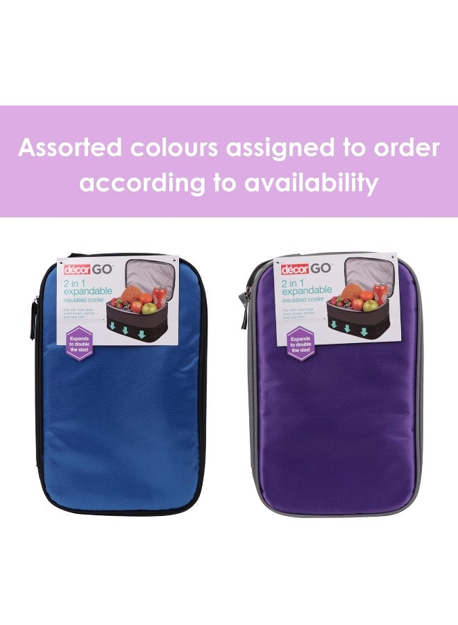 Decor Décor Go Expandable Insulated Cooler Lunch Bag, Nylon Expandable in Size Lunch Box Bags with Zip, Fits Lunchboxes, Bentos & Meal Seats, Triple Layer Insulation, Ideal to Carry Food, Easy to Clean, 4L - Image 2