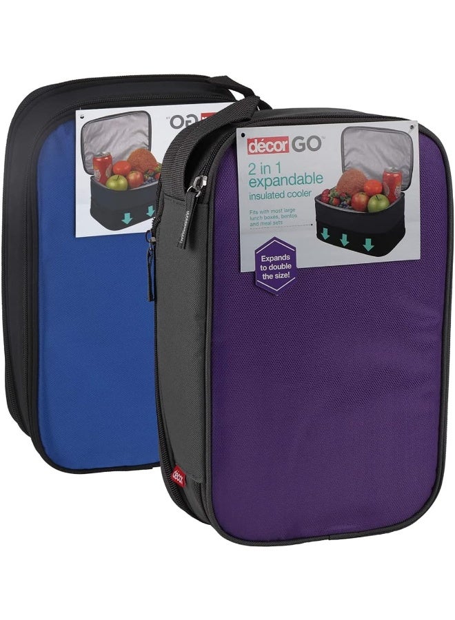 Decor Décor Go Expandable Insulated Cooler Lunch Bag, Nylon Expandable in Size Lunch Box Bags with Zip, Fits Lunchboxes, Bentos & Meal Seats, Triple Layer Insulation, Ideal to Carry Food, Easy to Clean, 4L - Image 1