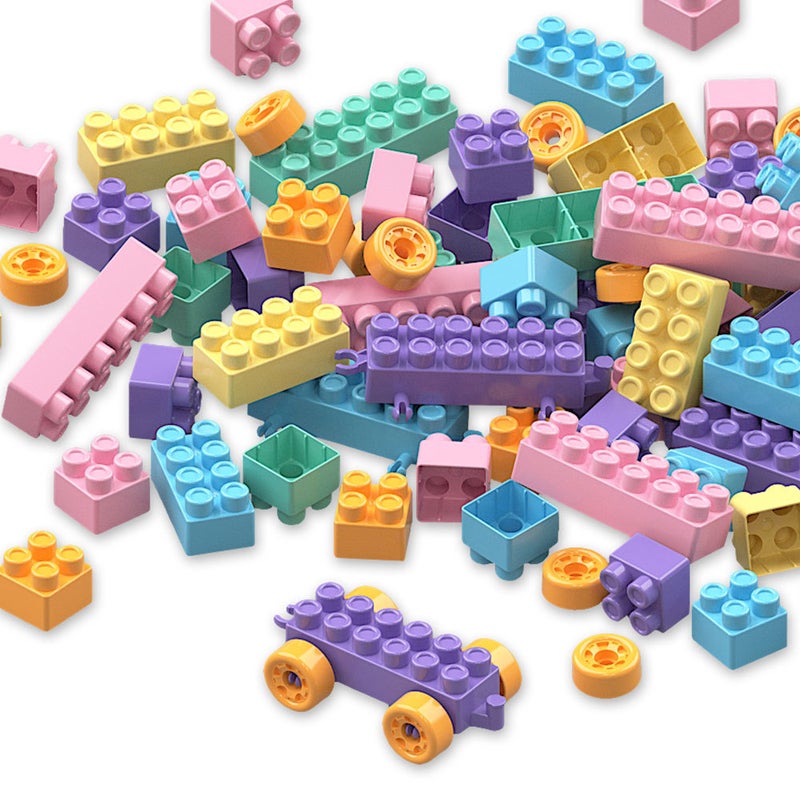 Kids Building Blocks Table Set with Macaron Colors DIY Educational Toy - Image 2