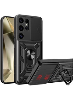 Generic Case Cover Shockproof Window Protective Case with Camera Protection and Metal Ring Compatible with  Samsung Galaxy S25 Ultra (Black)  - Image 1