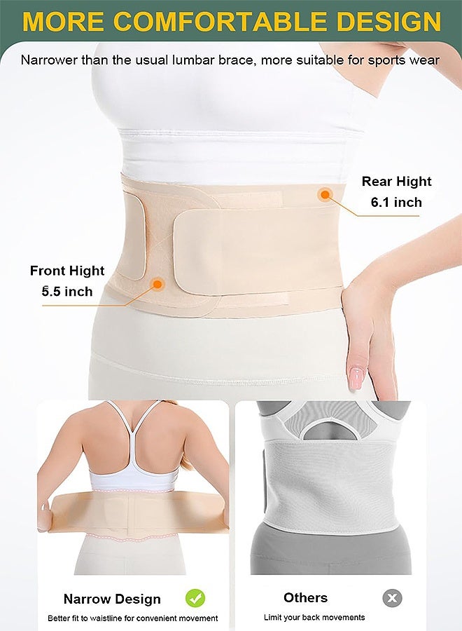 GD Sports Back Brace with 2 Lumbar Pad for Men and Women- Adjustable Breathable Back Support Belt Back Belt with Adjustable Straps for Sciatica Herniated Disc Scoliosis Back Pain Relief Heavy lifting - Skin Color - Image 3
