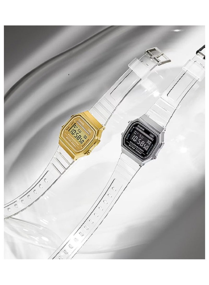 Casio Women Watch Vintage Digital metallic Gold case translucent band Gold Dial Resin Band A168XESG-9ADF. - Image 3