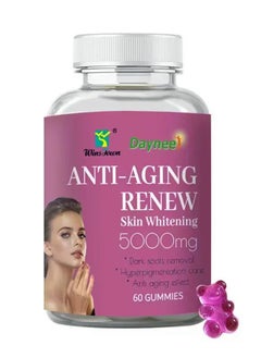 Anti-aging Renew Skin Whitening Gummies rich in 5000mg high-efficiency ingredients Antioxidant-female Skin Health Supplement  Safe And Natural Women Skin Care Dietary Supplements For Dark Spots Removal Dietary Supplement 60 Gummie