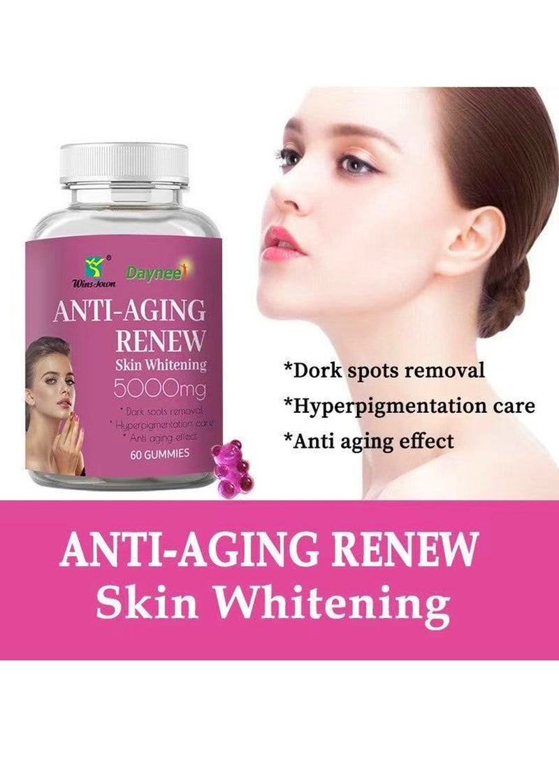 Daynee - Anti-aging Renew Skin Whitening Gummies rich in 5000mg high-efficiency ingredients Antioxidant-female Skin Health Supplement  Safe And Natural Women Skin Care Dietary Supplements For Dark Spots Removal Dietary Supplement 60 Gummie - Image 1