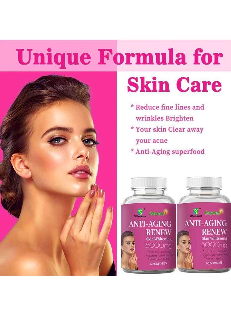 Daynee - Anti-aging Renew Skin Whitening Gummies rich in 5000mg high-efficiency ingredients Antioxidant-female Skin Health Supplement  Safe And Natural Women Skin Care Dietary Supplements For Dark Spots Removal Dietary Supplement 60 Gummie - Image 1