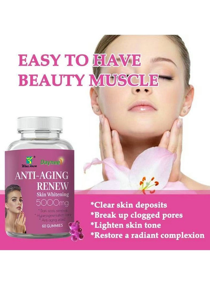 Daynee - Anti-aging Renew Skin Whitening Gummies rich in 5000mg high-efficiency ingredients Antioxidant-female Skin Health Supplement  Safe And Natural Women Skin Care Dietary Supplements For Dark Spots Removal Dietary Supplement 60 Gummie - Image 1