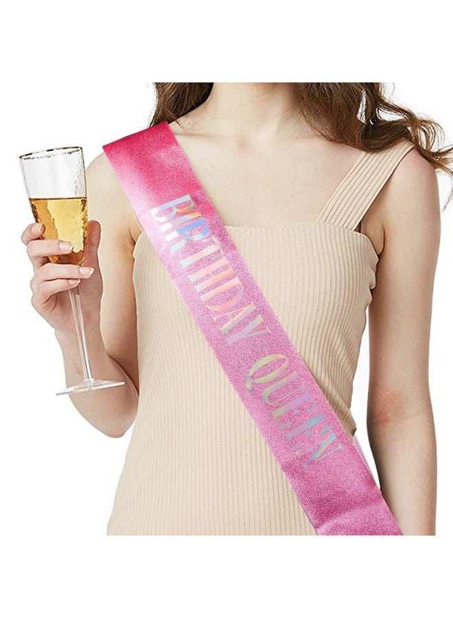 Cocide "Birthday Queen" Sash & Crystal Tiara Kit COCIDE Birthday Silver Tiara and Crowns for Women Birthday Sash for Girls Birthday Decorations Set Rhinestone Headband Hair Accessories Glitter Sash for Party - Image 5