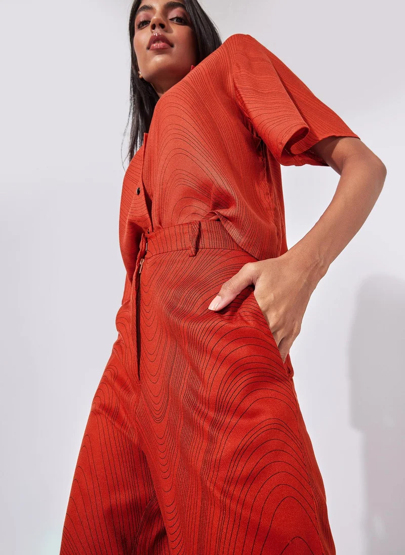 The Label Life Rust Wave Print Pants