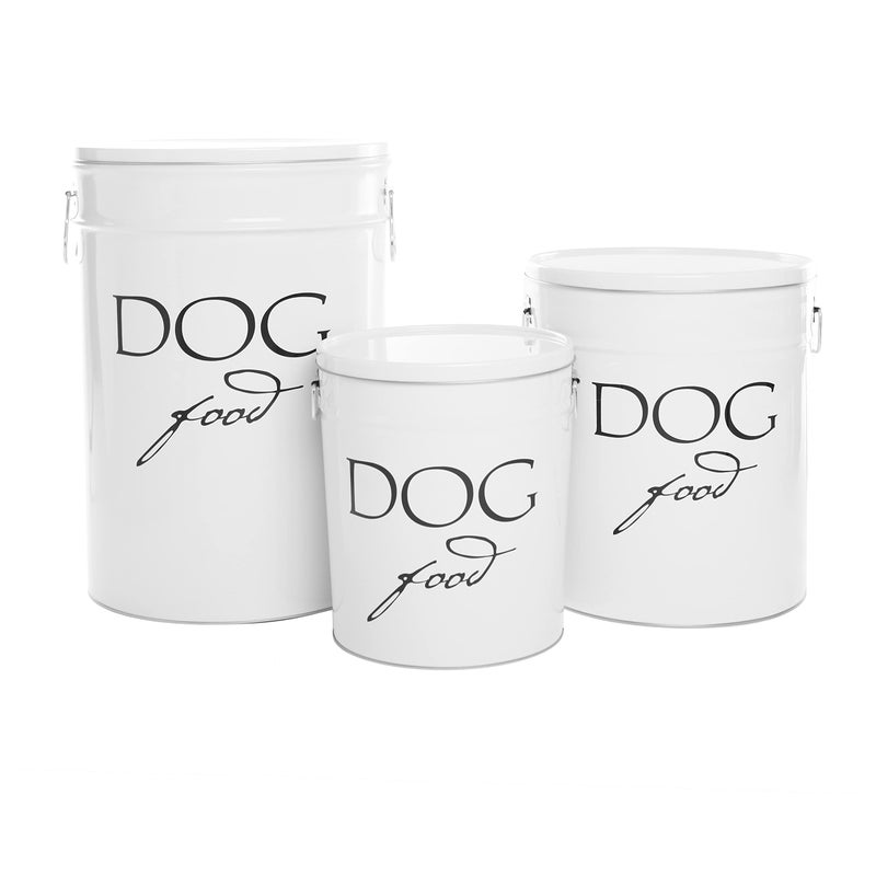 Harry Barker Classic White Dog Food Storage Canister â€“ Large, Airtight Stainless Steel Pet Food Container, Holds Up to 40 lbs Dry Dog Food, Kitchen Counter & Pantry Storage - White - Image 2