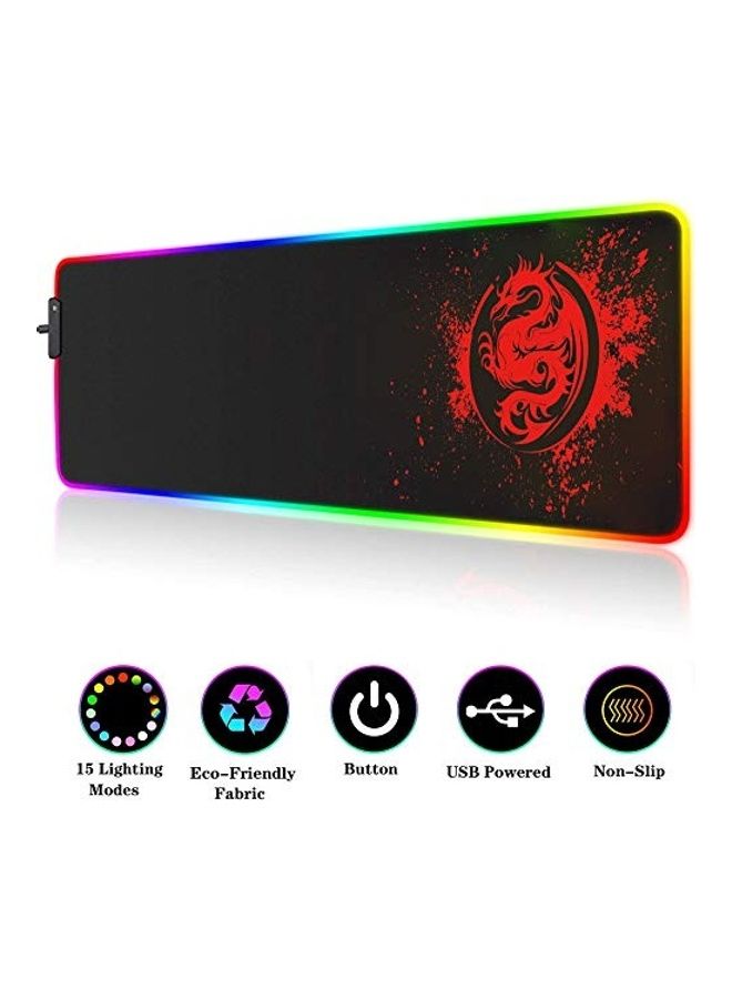 trvaago Large Anime Dragon Keyboard Mat - 15 Light Modes, High Performance, Extended Mouse Pad & Keyboard Mat Combined - Gaming Mat 31.5 X 12in (Red) - Image 1