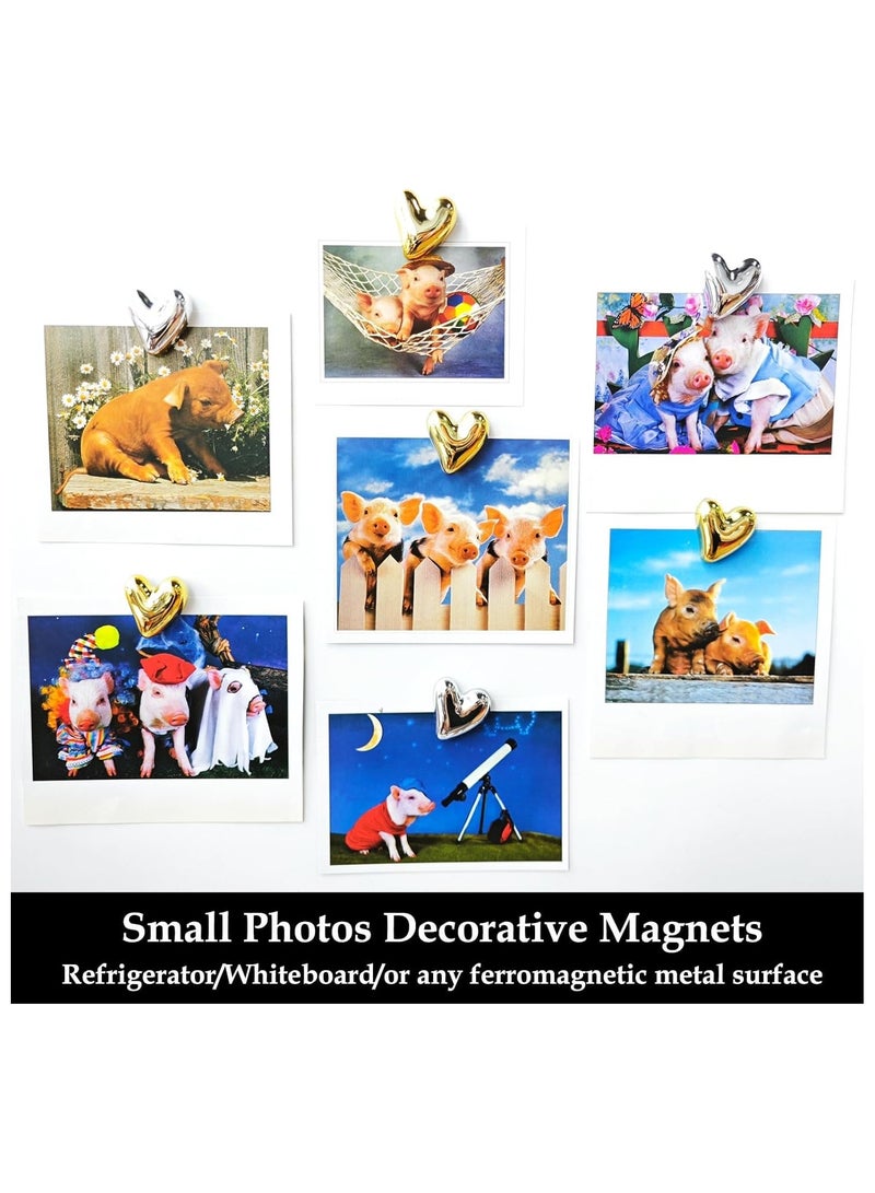 general 20 pieces of golden refrigerator magnets, cute heart-shaped decorative magnets, silver refrigerator magnets, small family kitchen magnet sets, colorful magnetic decorations, strong fixation force for office whiteboards - Image 4