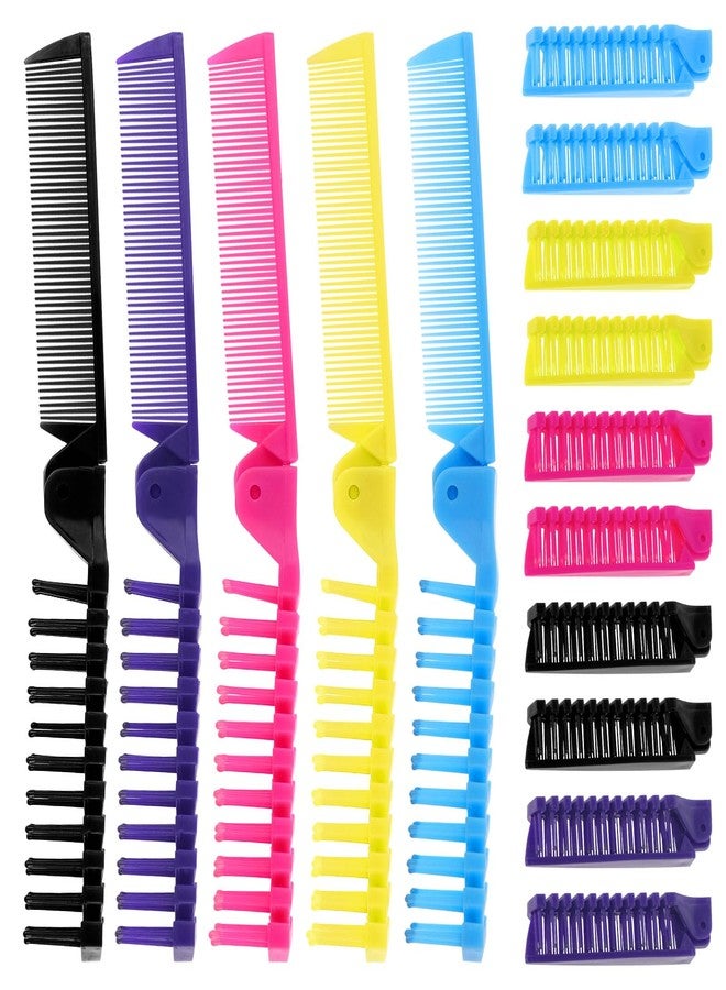 Zhjianup Foldable Hair Combs In Bulk, Individually Wrapped Multicolour Folding Comb, Women Men Pocket Size Double Headed Mini Hair Brush Styling Tool for Travel Hotel Homeless Shelter Charity Church(25 Pack) - Image 1