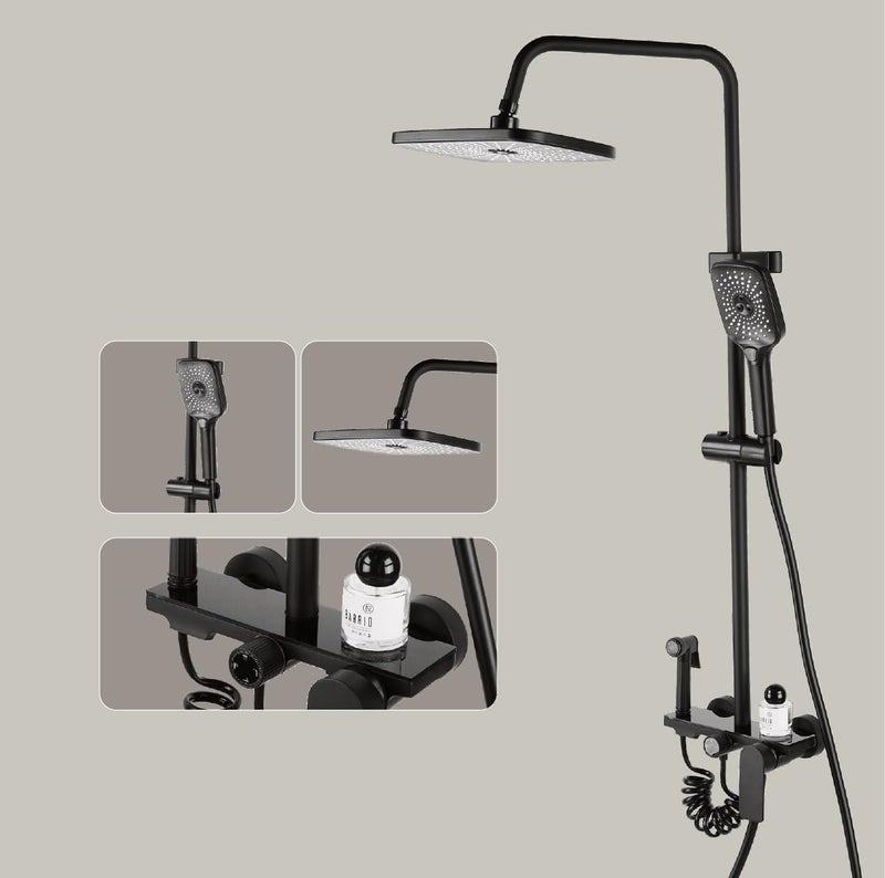 B BACKLINE Brass Shower Panel Full Set For Bathroom | Shower System 4 Function | Wall Shower Mixer Hot & Cold Shower system | Hand shower | overhead Shower | Jet Spray For Bathroom (Black Matt) - Image 5
