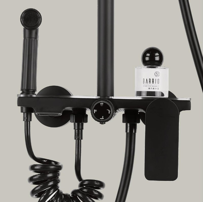 B BACKLINE Brass Shower Panel Full Set For Bathroom | Shower System 4 Function | Wall Shower Mixer Hot & Cold Shower system | Hand shower | overhead Shower | Jet Spray For Bathroom (Black Matt) - Image 4