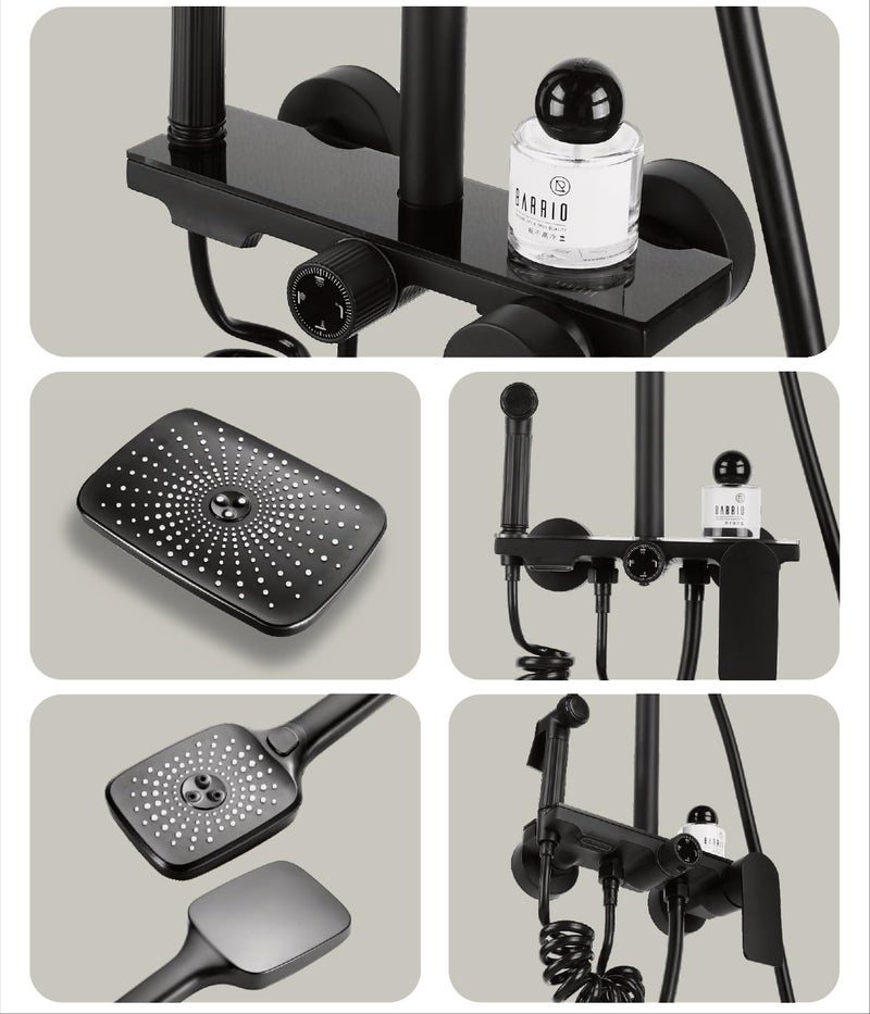 B BACKLINE Brass Shower Panel Full Set For Bathroom | Shower System 4 Function | Wall Shower Mixer Hot & Cold Shower system | Hand shower | overhead Shower | Jet Spray For Bathroom (Black Matt) - Image 3