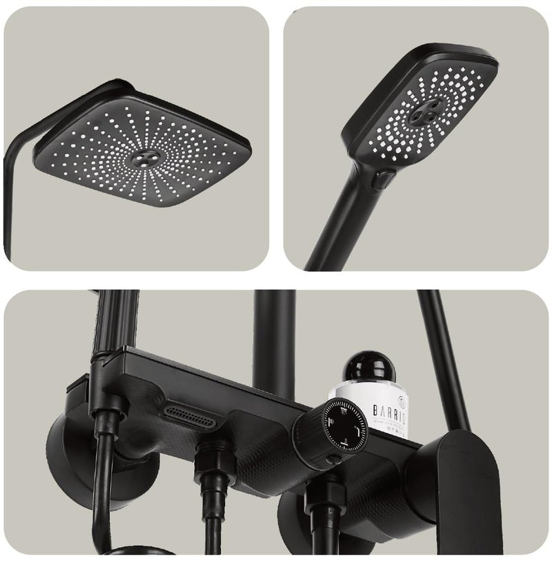 B BACKLINE Brass Shower Panel Full Set For Bathroom | Shower System 4 Function | Wall Shower Mixer Hot & Cold Shower system | Hand shower | overhead Shower | Jet Spray For Bathroom (Black Matt) - Image 2