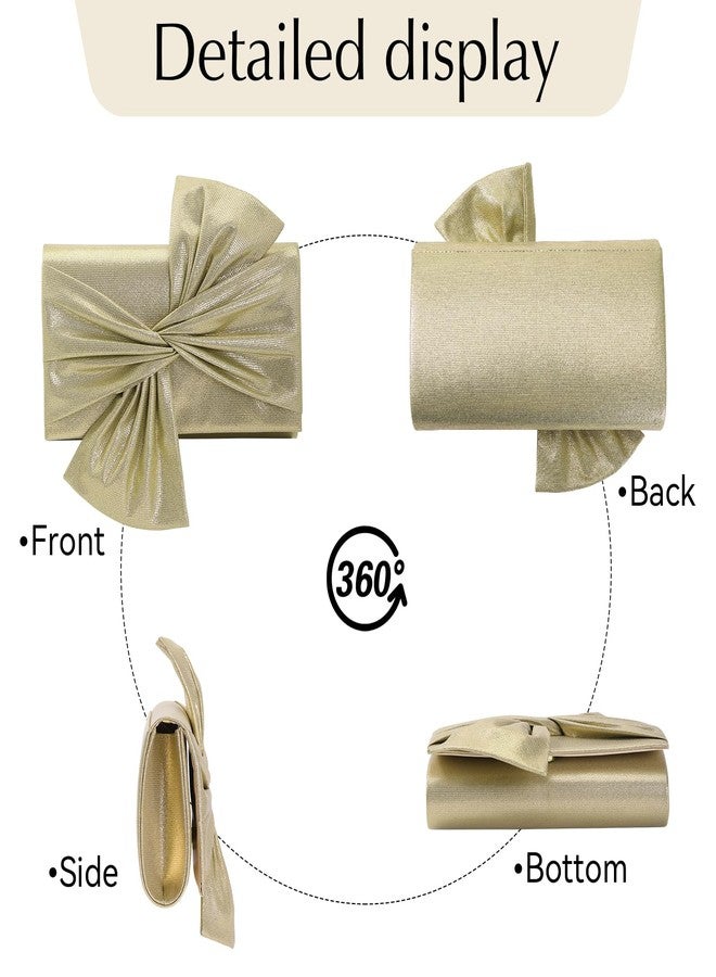 wocharm Women's Satin Bow Clutch Bag Vintage Shiny Evening Handbag for Wedding, Bridal Party & Formal Events (Gold) - Image 5