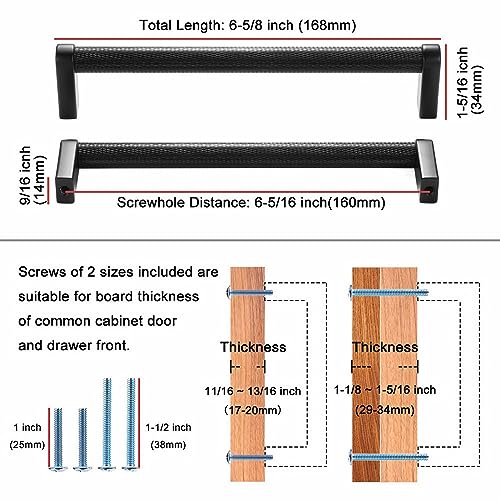 KOOFIZO Black and Nickel Cabinet Pulls 10Pack Knurled Cabinet Handles 614 Inch Screw Spacing P28 Hardware for Kitchen Cupboard Door Bedroom Dresser Drawer Bathroom Furniture - Image 3