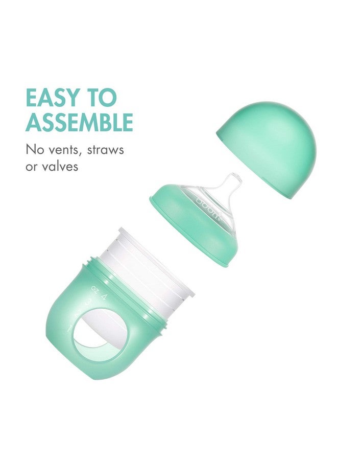 بون زجاجات الرضاعة القابلة لإعادة الاستخدام من Boon Nursh المصنوعة من السيليكون - حلمة تدفق بطيء - جراب وحلمة من السيليكون لزجاجات الرضاعة - أساسيات تغذية الطفل - لون النعناع - من عمر 0 إلى 3 أشهر - 3 زجاجات - 4 أونصة - Image 3