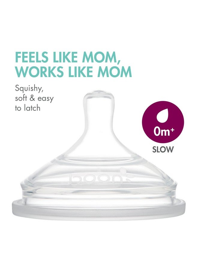 بون زجاجات الرضاعة القابلة لإعادة الاستخدام من Boon Nursh المصنوعة من السيليكون - حلمة تدفق بطيء - جراب وحلمة من السيليكون لزجاجات الرضاعة - أساسيات تغذية الطفل - لون النعناع - من عمر 0 إلى 3 أشهر - 3 زجاجات - 4 أونصة - Image 4