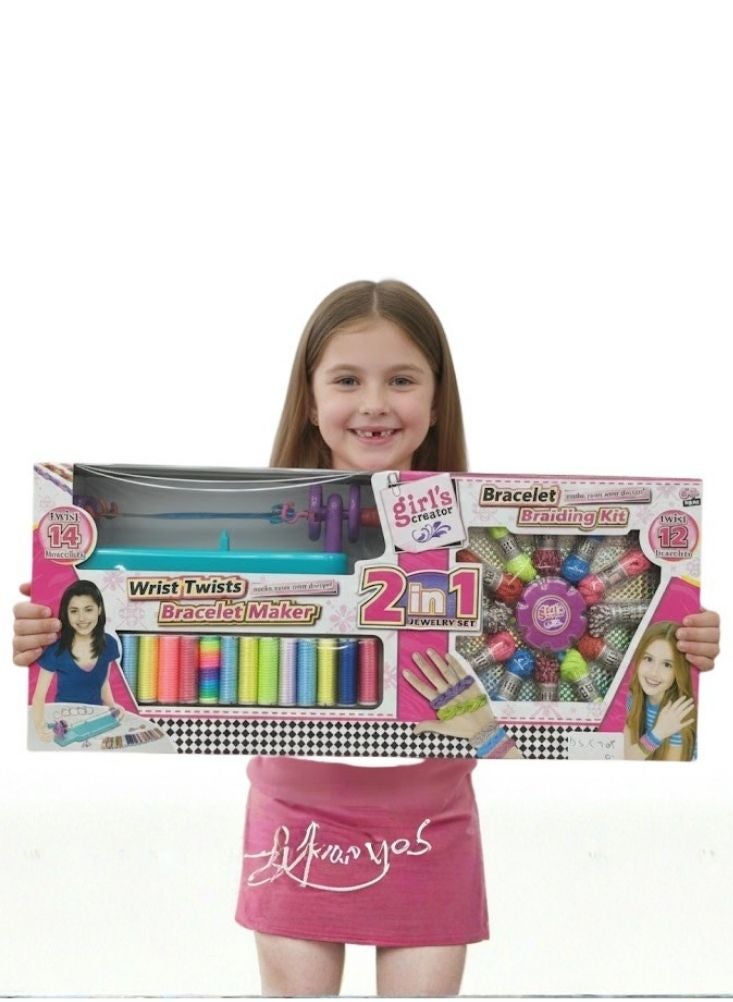 بريميم مجموعة أدوات صنع الأساور وتضفير المجوهرات اثنان في واحد، لعبة إبداعية للبنات - Image 1