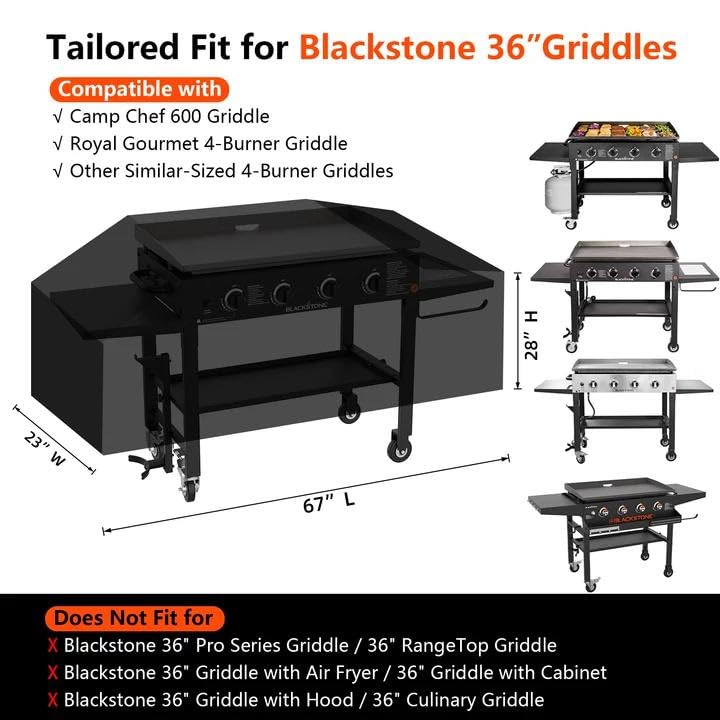 GuardKove Griddle Cover for Blackstone 36" Griddle - 2026 Upgraded 1000D Heavy Duty Waterproof Flat Top Grill Cover, Tear & Fade Resistant with Buckle & Air Vents, Fits Blackstone 1528 & More 4-Burner Griddle - Image 2