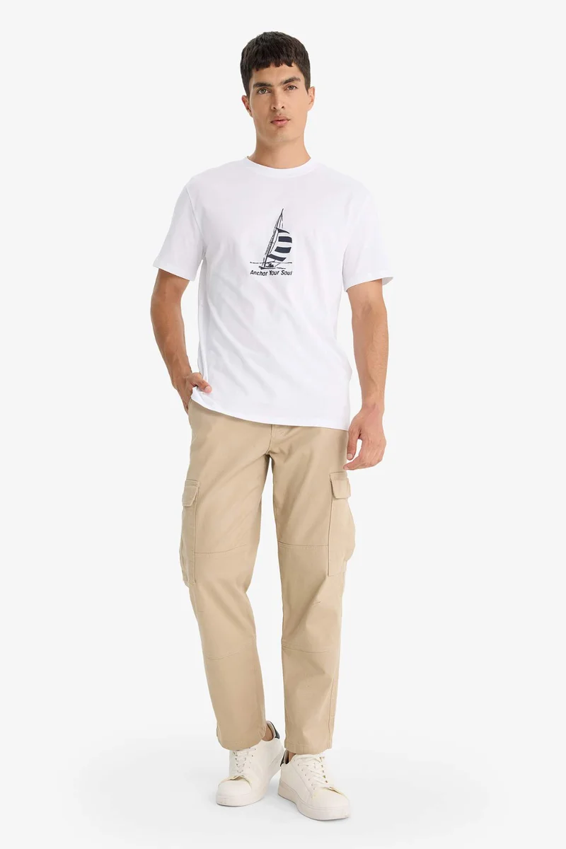 ديفاكتو New Regular Fit Crew Neck Printed Short Sleeve T-Shirt
