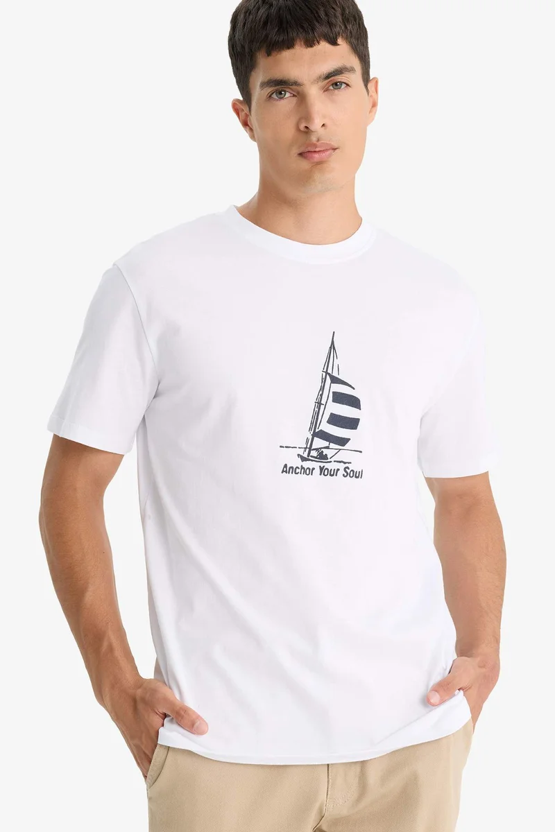 ديفاكتو New Regular Fit Crew Neck Printed Short Sleeve T-Shirt