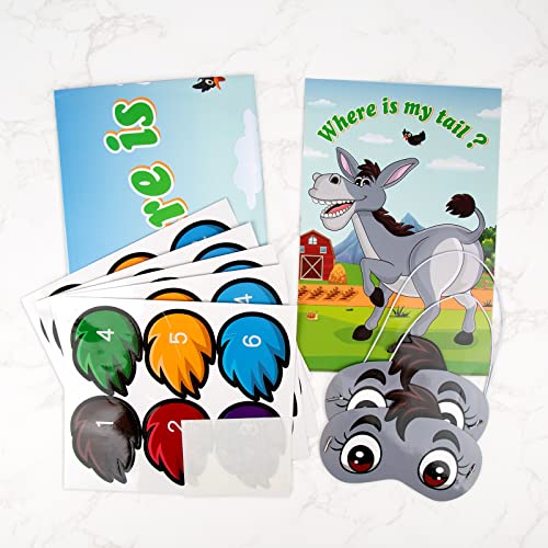 ASTARON Pin The Tail on The Donkey Game with 30 Tail Stickers for Birthday Party Carnival Circus Supplies - Image 3