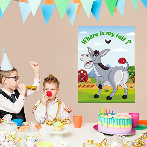 ASTARON Pin The Tail on The Donkey Game with 30 Tail Stickers for Birthday Party Carnival Circus Supplies - Image 4