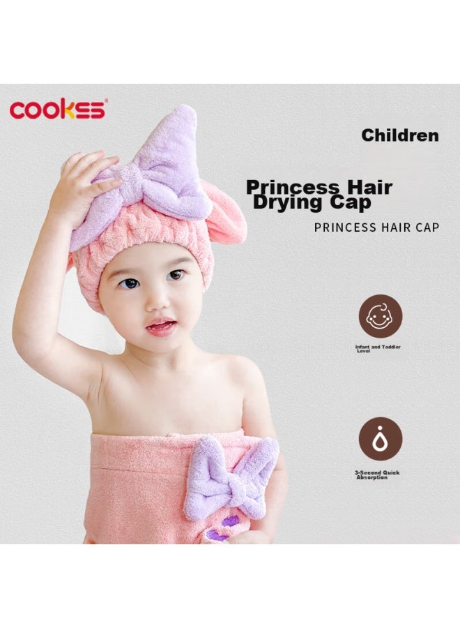 Cookss Children's Quick-drying Hair Cap, Super Absorbent Hair Towel, Head Wrap, Baby Bath Cap, Hair Drying Towel, Camellia Pink - Image 1