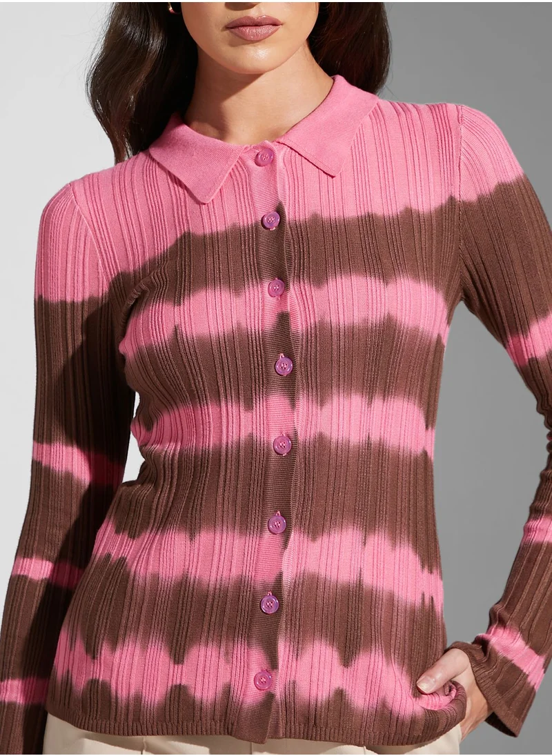 Cmeo collective Printed V-Neck Cardigan
