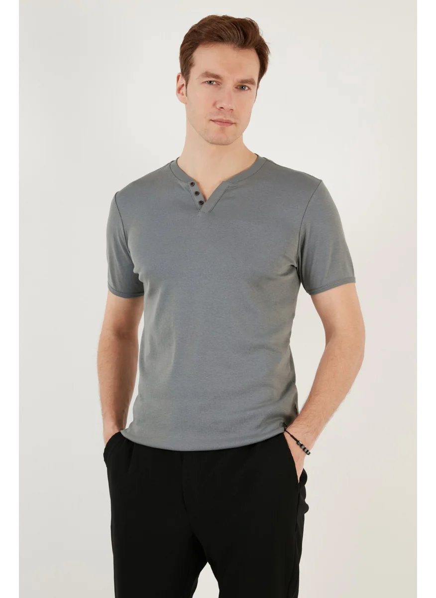 Buratti Cotton Button Detail Slim Fit V Neck 3-Pack T Shirt Men's T Shirt 5902122S3