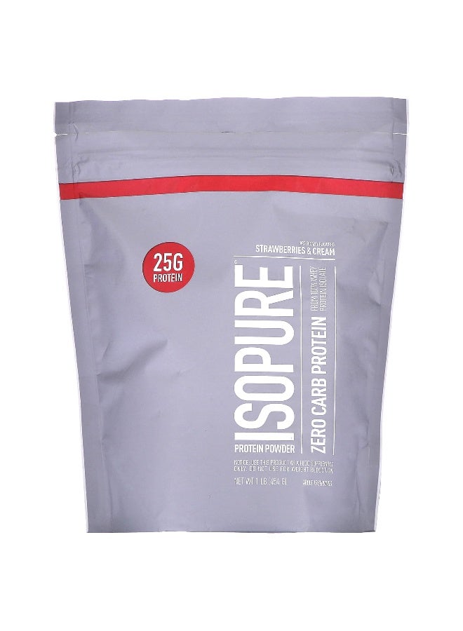 Isopure أيزوبور، مسحوق بروتين خالي من الكربوهيدرات، فراولة وكريمة، 1 رطل (454 جرام) - Image 1