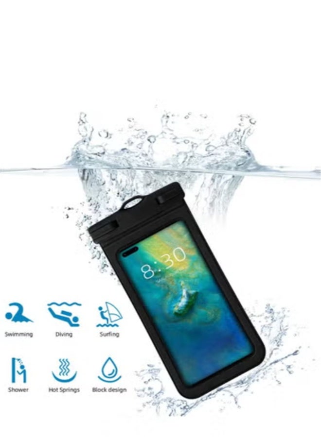 Generic 2-Piece Touch Screen Waterproof Bag Cover Waterproof Phone Bag Universal Ipx8 Ip15 Waterproof Phone Case With Hanging Rope Dry Bag 22cm * 11cm, Suitable For Beach, Swimming, Black - Image 3