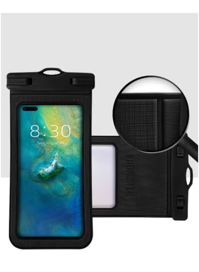 Generic 2-Piece Touch Screen Waterproof Bag Cover Waterproof Phone Bag Universal Ipx8 Ip15 Waterproof Phone Case With Hanging Rope Dry Bag 22cm * 11cm, Suitable For Beach, Swimming, Black - Image 5
