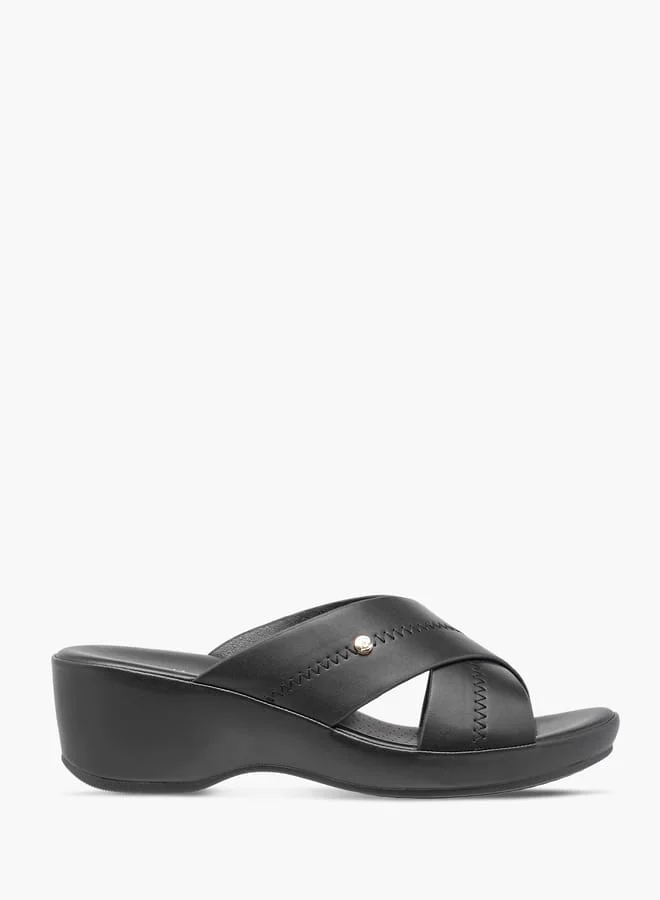 Flora Bella By Shoexpress Women Solid Slip-On Cross Strap Sandals with Block Heels
