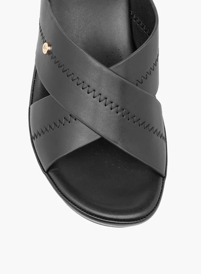 Flora Bella By Shoexpress Women Solid Slip-On Cross Strap Sandals with Block Heels