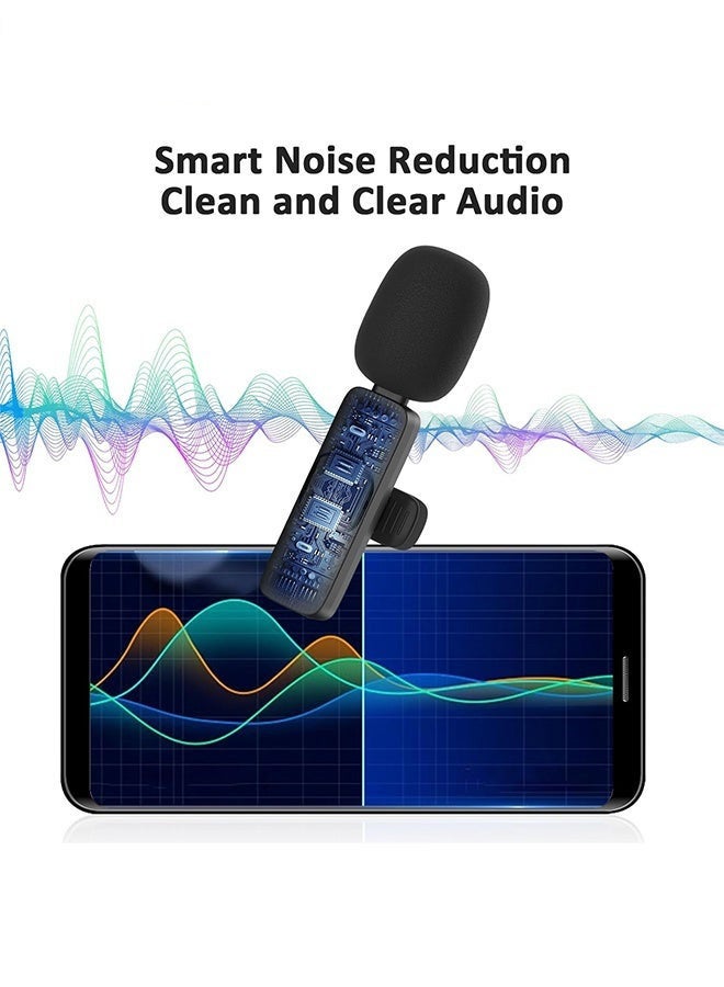 كيلا ميكروفون لاسلكي احترافي للياقة على شكل ياقة لجهاز iPhone وiPad - ميكروفون مكثف لاسلكي متعدد الاتجاهات للتسجيل في المقابلات ومقاطع الفيديو والبودكاست ومقاطع الفيديو على YouTube، بلوتوث، أسود (مستقبل واجهة الإضاءة) - Image 2