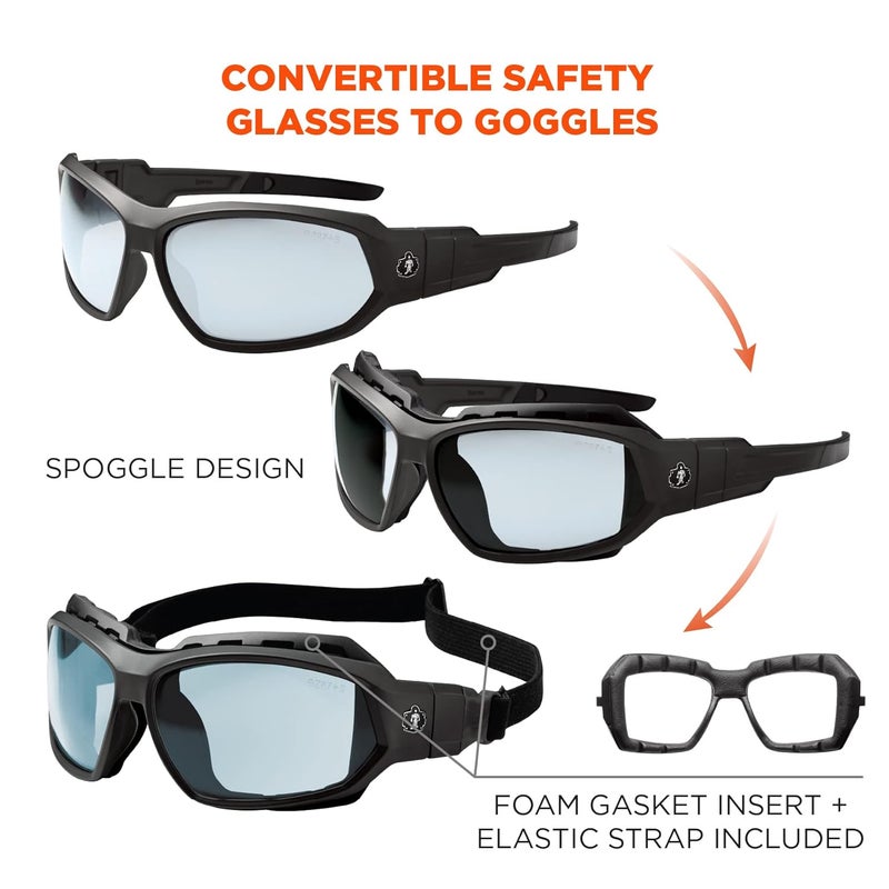 Ergodyne Skullerz Loki Convertible Anti Scratch Safety Spoggles GlassesIncludes Gasket and Strap to Convert to Goggle Anti Fog - Image 4