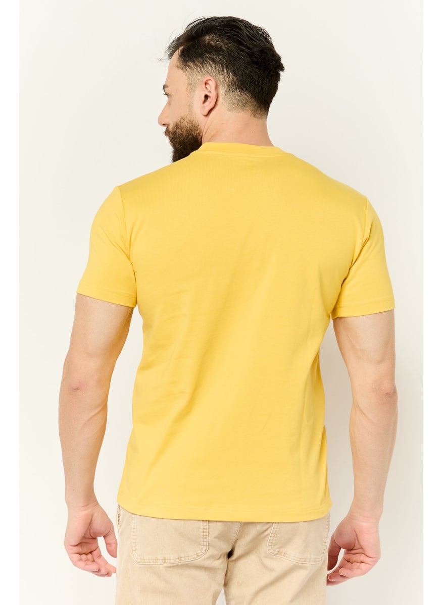 ESPRIT - Men Crew Neck Short Sleeves  Graphic Print T-Shirt, Yellow - Image 1
