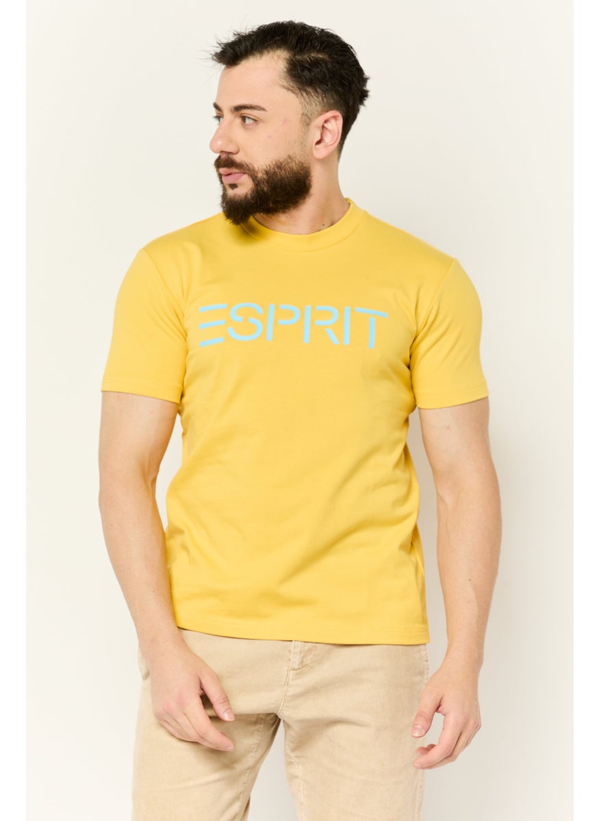 ESPRIT - Men Crew Neck Short Sleeves  Graphic Print T-Shirt, Yellow - Image 1