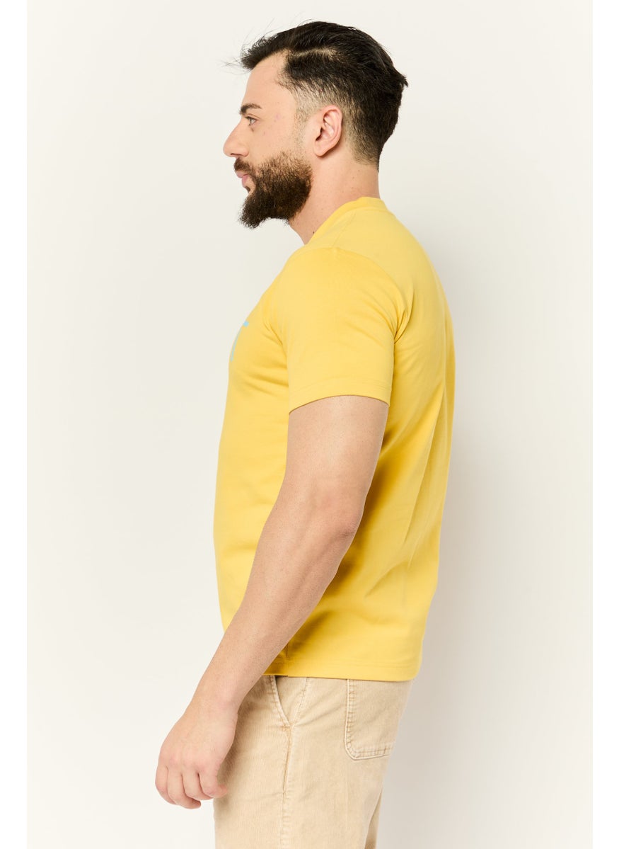 ESPRIT - Men Crew Neck Short Sleeves  Graphic Print T-Shirt, Yellow - Image 1